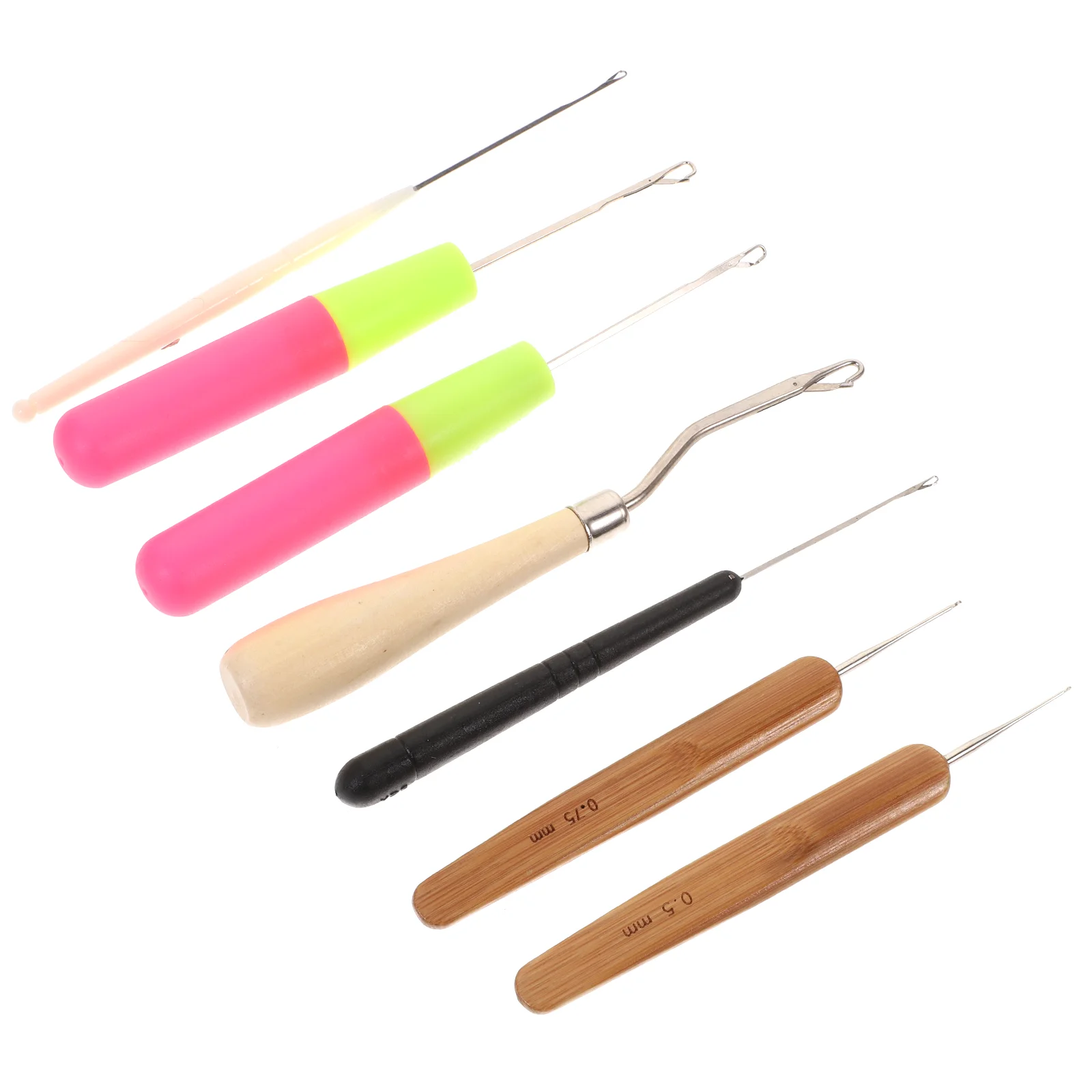 

6 Pcs Crochet Hook Hair Accessories Set Dreadlocks Tool Hooks Braided Rug Needle Hairdressing Wooden Knitting