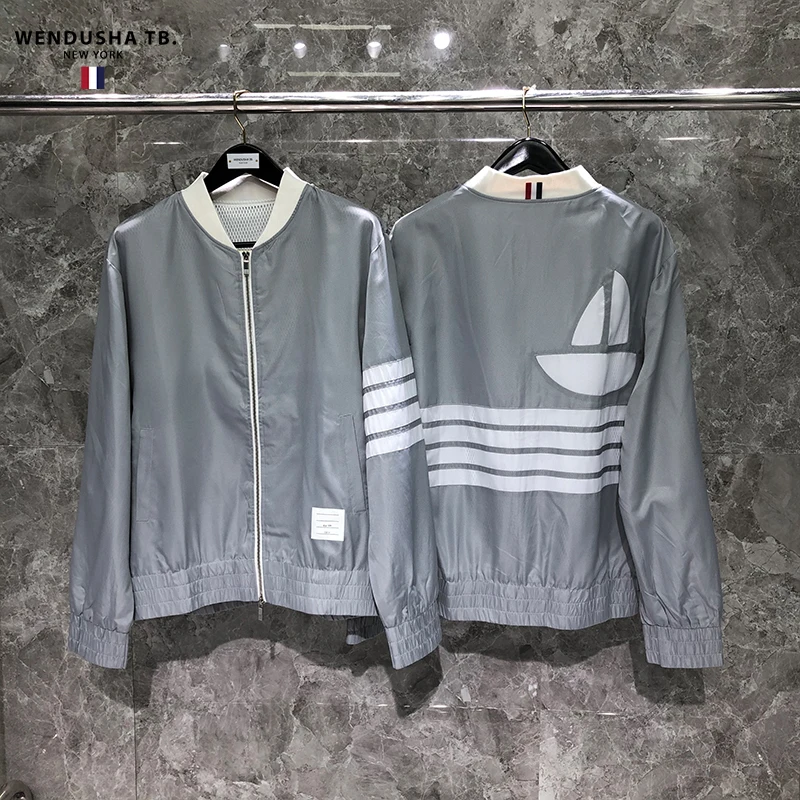 

TB Jacket Jacket Men's Fashion Leisure Youth Flight Sports Jacket Four Bar Suit Couple Grey Small Sailboat