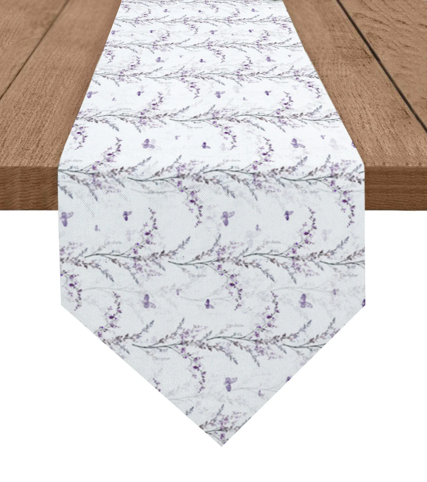

Purple Flowers Leaf Butterfly Table Runner Wedding Party Decor Tablecloth Holiday Kitchen Table Decor Table Runner