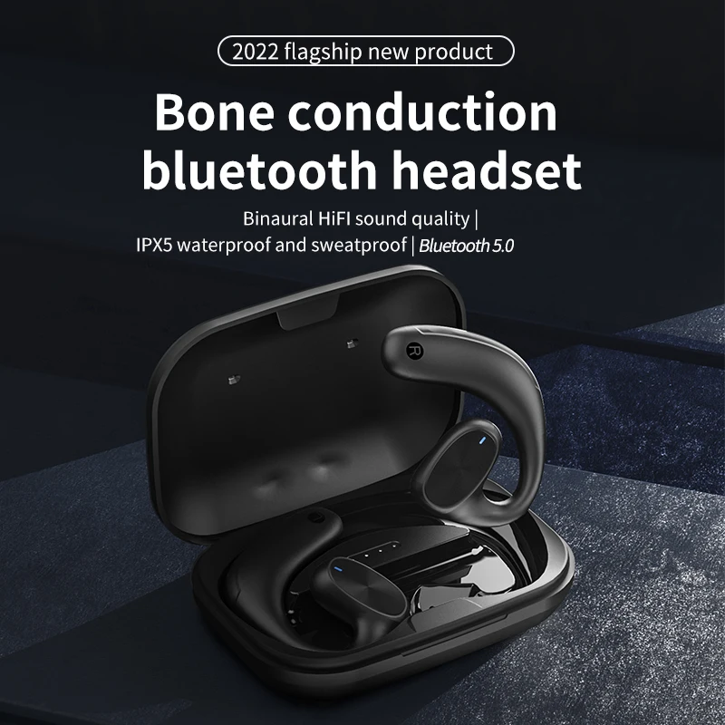 

Bluetooth Bone Conduction Headphone Wireless Headphone Stereo TWS Waterproof Sports Driving Fitness Headphone with Microphone
