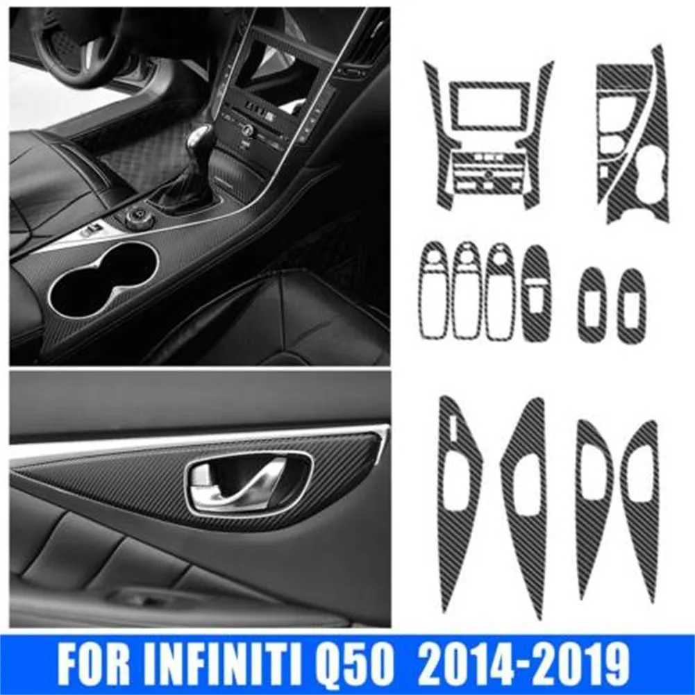 

18 шт., декоративные наклейки из углеродного волокна для Infiniti Q50 2014-2019