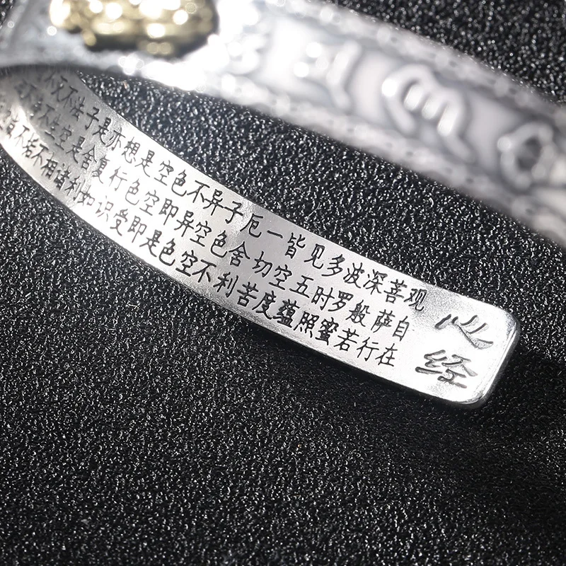 Серебряное ювелирное изделие S990 буддийский браслет Sutra Pixiu/Vajra/Dragon Open ретро удачи