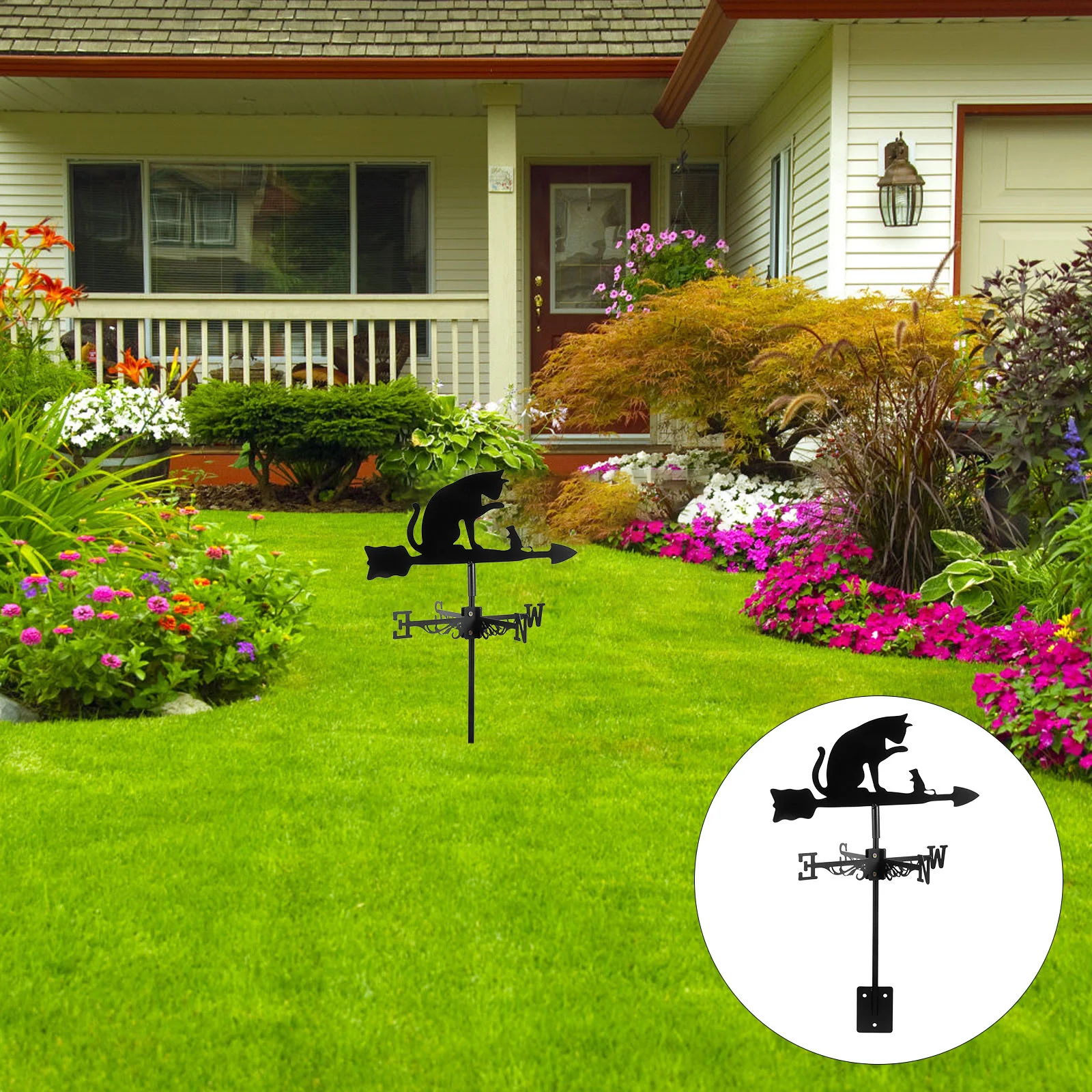 

Metal Outdoor Lawn Decor Weathervanes Sculpture Stainless Steel Wind Direction Indicator Roof of house