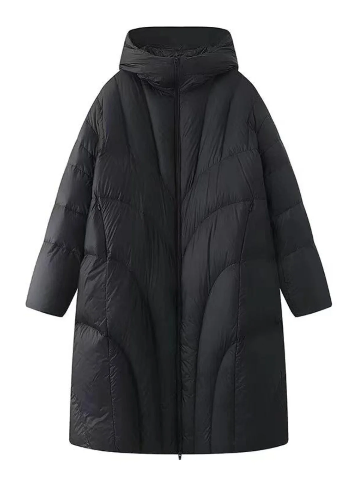 Кремовый пышный 2024 новинка 90 пуховик средней длины на белом утином пуху женская