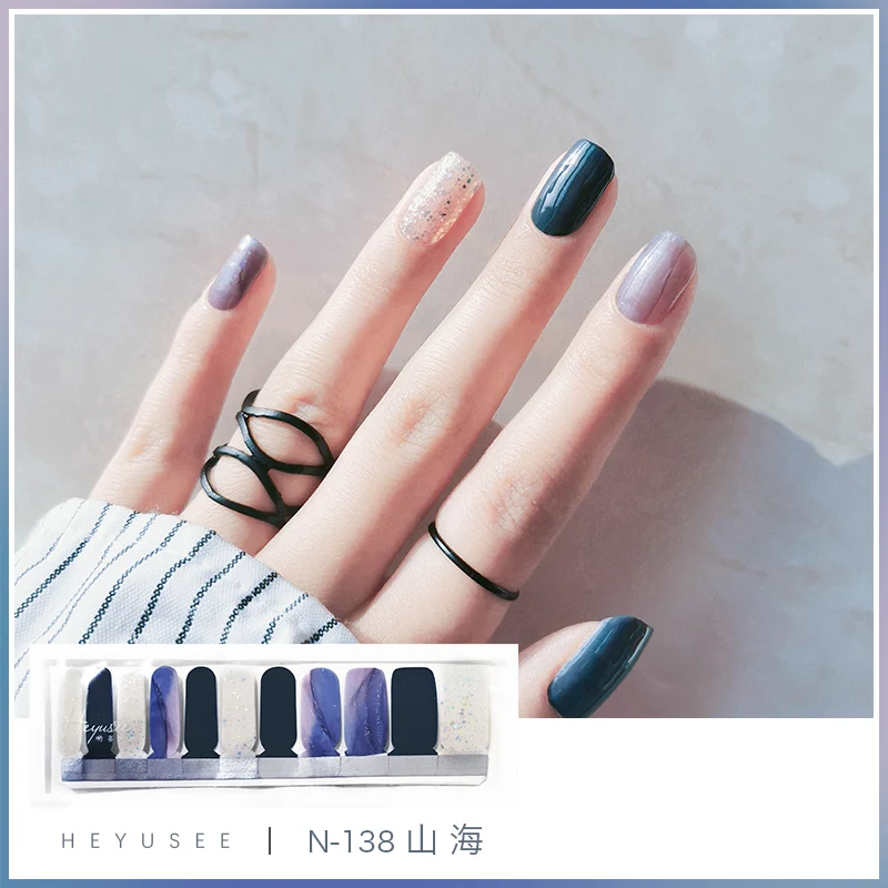 

Nail Sticker Blue Halo Dyed Silver Shine Sheer Nail Oil Adhesive Waterproof Soft Nail