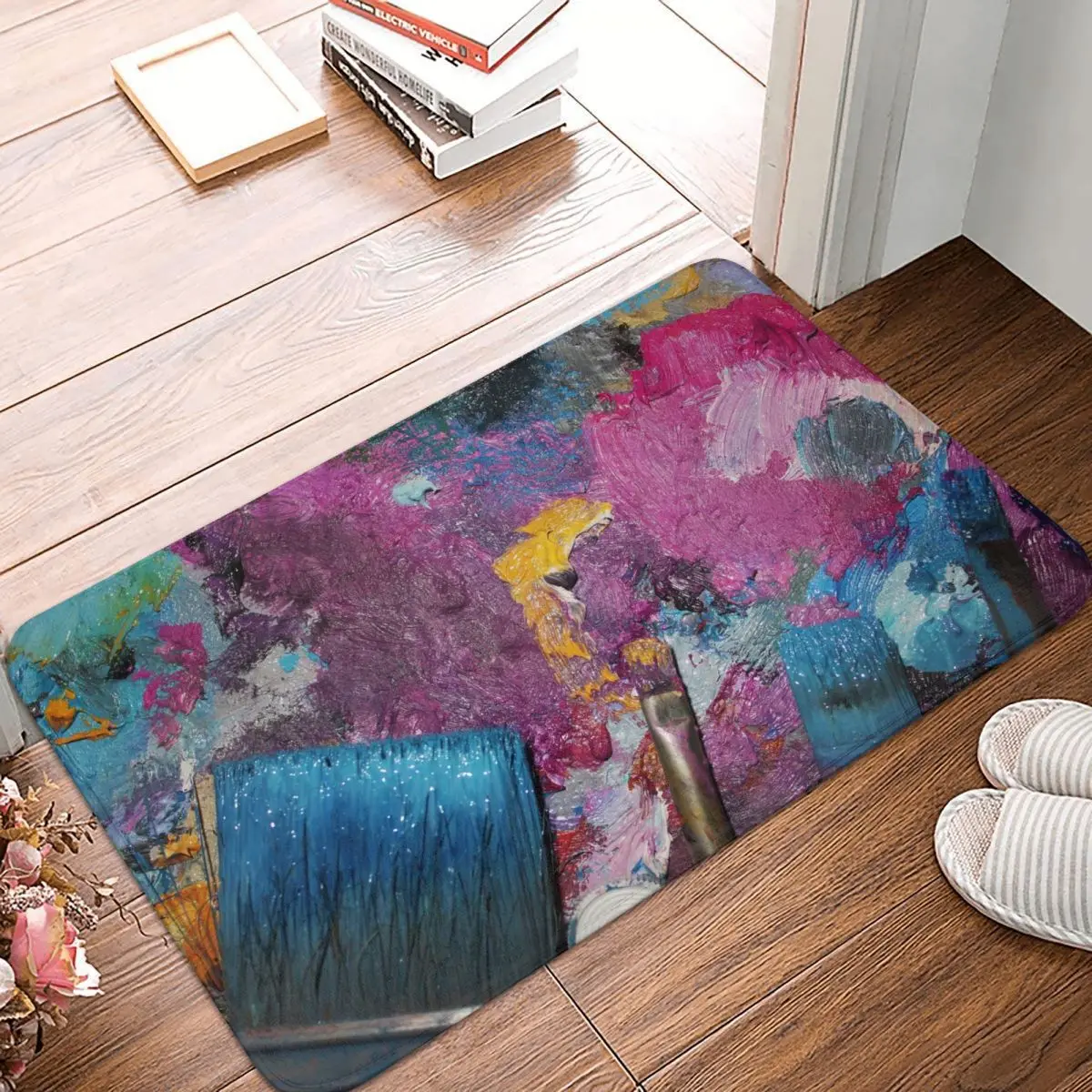 

Arts Non-slip Doormat Oil Paints Bath Bedroom Mat Prayer Carpet Flannel Modern Decor