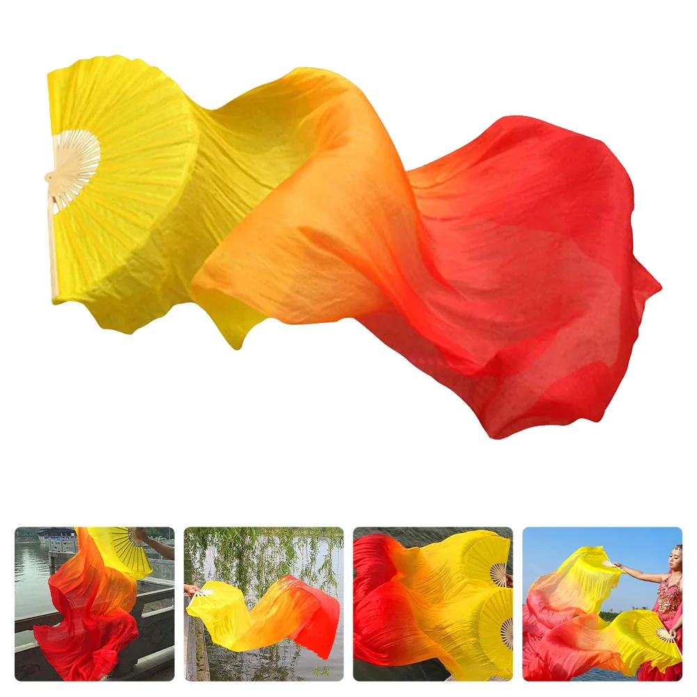 

Yana Simulation Silk Fan Colorful Foldable Worship Flags Dance Morning Practice Yangko Folding Square Veil