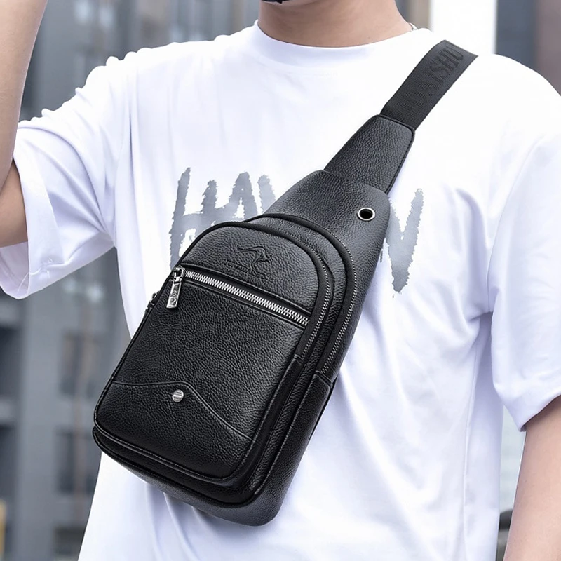 Мужская Повседневная деловая сумка через плечо из искусственной кожи с USB для