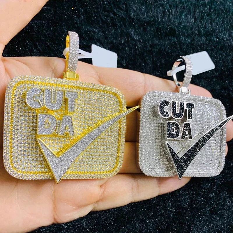 

2023 Hip Hop Iced Out Letter CUT DA Pendant Necklaces Paved Full 5A Cubic Zircon Two Tone Plated Punks Style Jewelry for men Boy