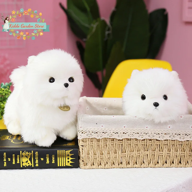 

Teddy dog Plush Toys Stuffed Pomeranian Dog toys Lifelike Puppy Plushies Kawaii Fluffy Animals Baby Dolls Birthday for Children