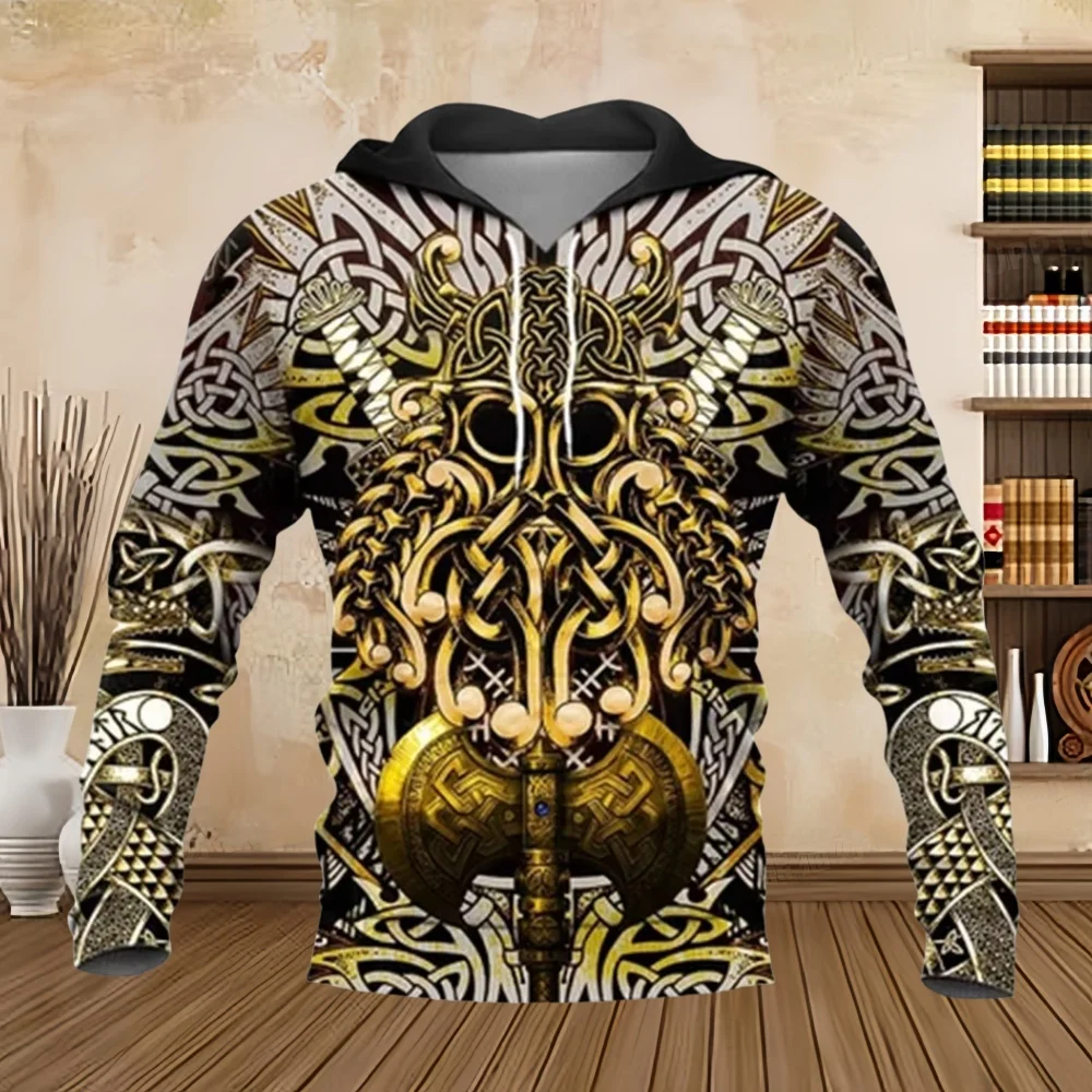 2024 Fashion Hoodies Mens Tattoo Art Print Classic Retro Pullover Sweatshirts Tops Jacket Cosplay Casual 3D Sweatshirt