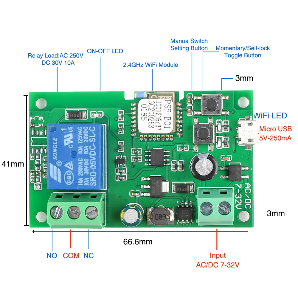 

Радиочастотный коммутационный модуль Ewelink с Wi-Fi и самоблокировкой
