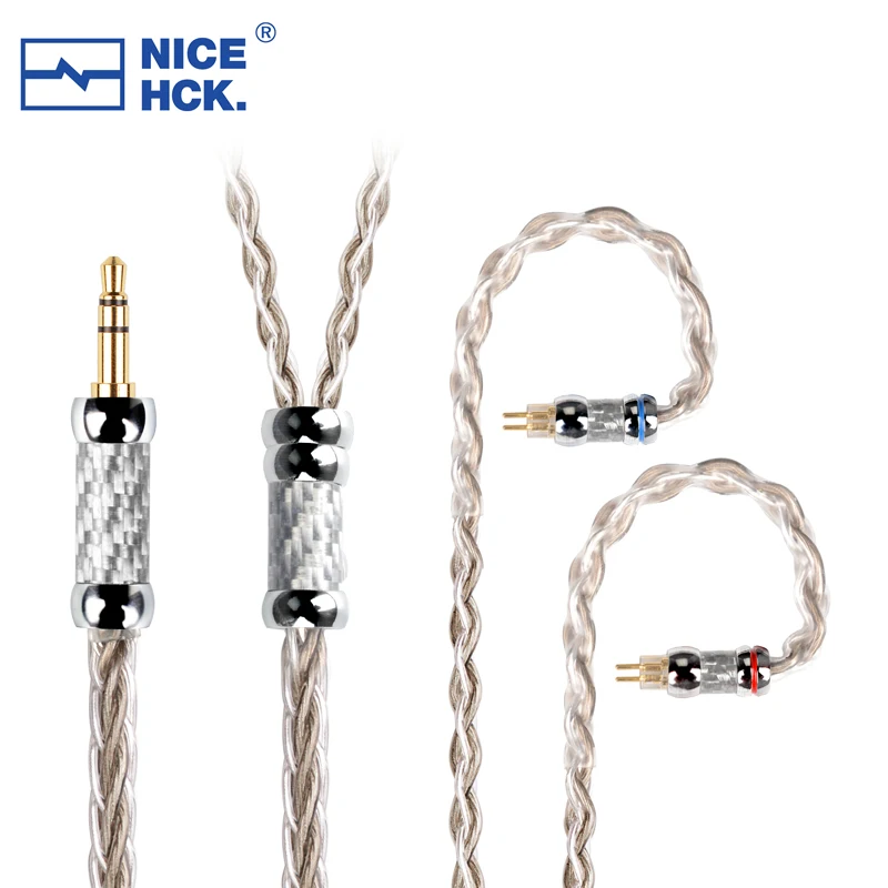 NiceHCK SilverCat HIFI Upgrade Cable 8 Cores Silver Plated Alloy Earphone Wire 3.5/2.5/4.4mm MMCX/0.78mm 2Pin for Bravery Winter
