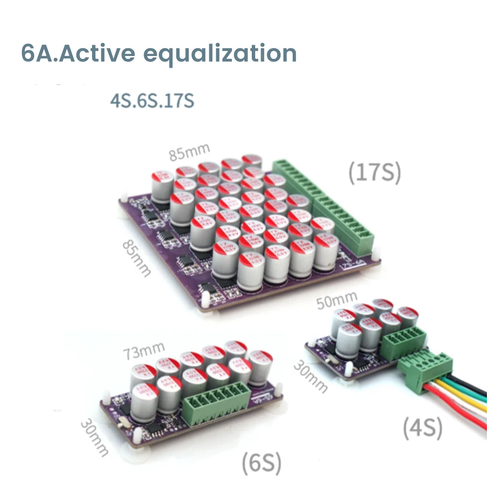 

6A Active Balance Board Equalizer Li-ion LiFePo4 Balancer 18650 Lithium Battery Pack Energy Transfer Capacitor BMS 4S 6S 17S