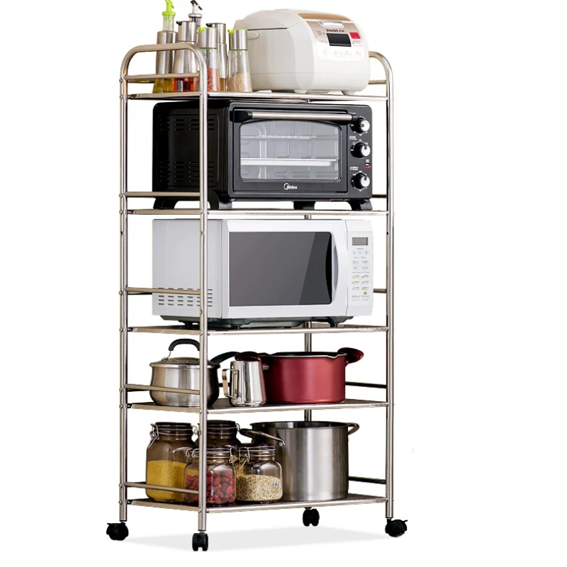 5 Tier Stainless Small Outdoor Mobile Vegetable Utility Furniture Storage Kitchen Microwave Cart