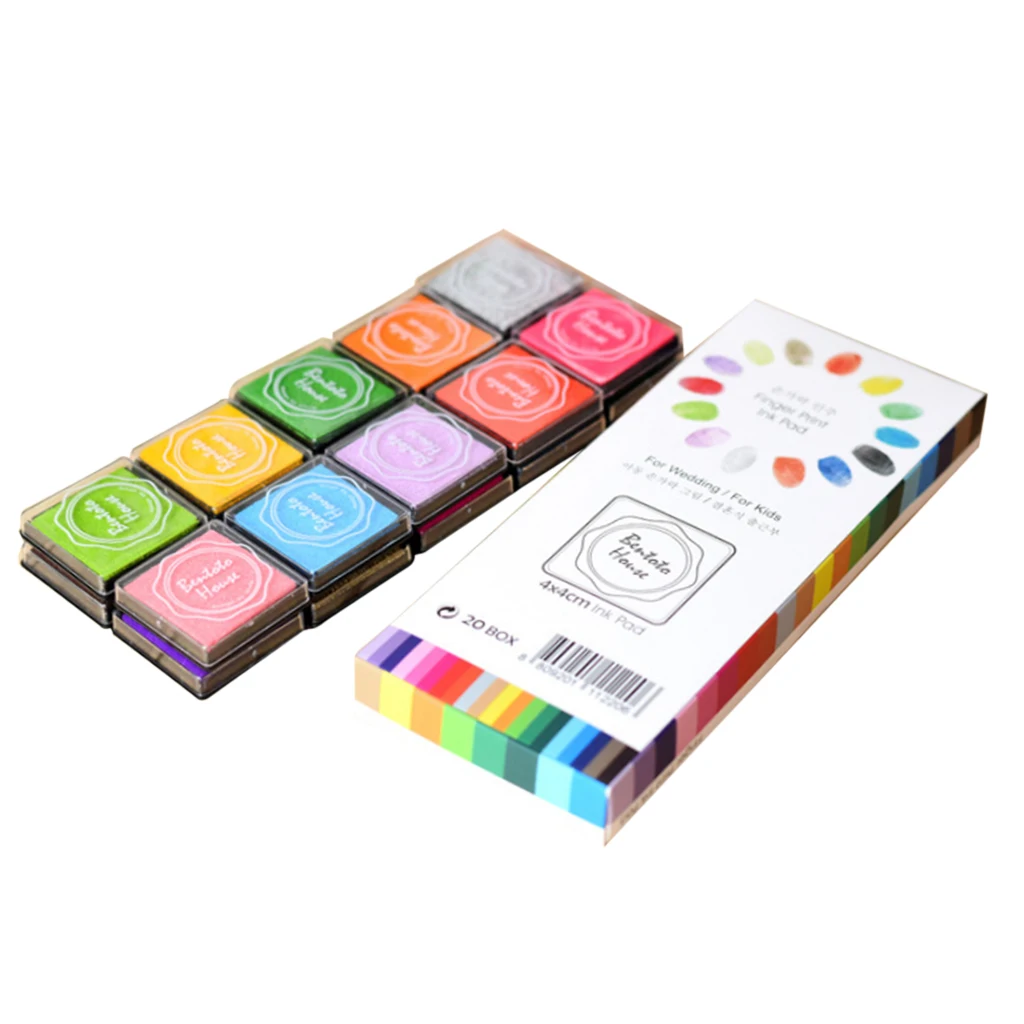 

Blesiya 20 Colours Water-soluble Pads Kids Finger Printing Inkpad