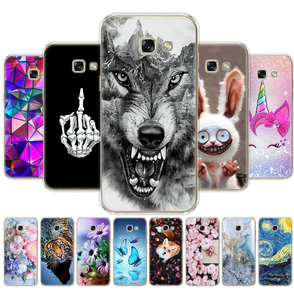 Cases For Samsung Galaxy A3 A5 A7 2017 back Case soft tpu Cover A720 Phone cover FOR Samsung A7 A5 A3 2017 protective coque dog
