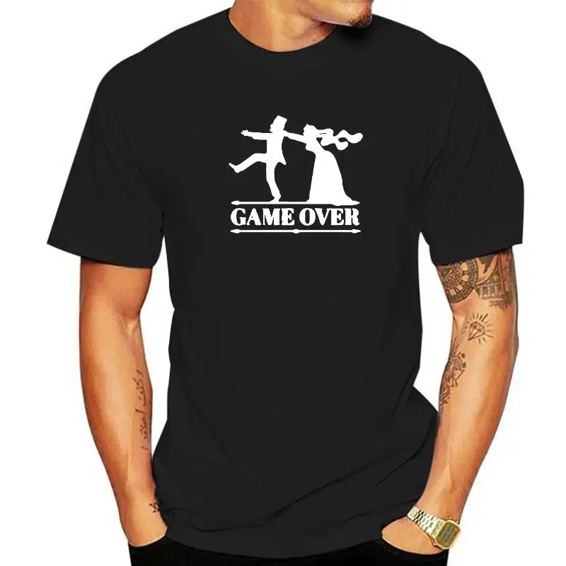 

Funny Summer New Game Over Bride Groom T-Shirt Mens Short Sleeves Hip Hop Printed T Shirts Top Tees Streetwear