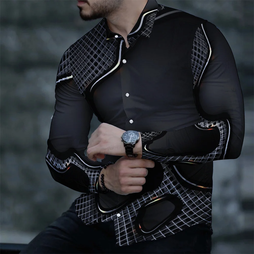 

Autumn New Hawaii Casual Cool 3d Digital Printing Long Sleeve Men's Shirts Fashion Turndown Collar Tops Blouse for Men Clothes