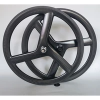 700c tri spoke road bike clincher wheels carbon fibre rim brake track 3k 23mm width 50mm 3 spokes t700 full carbon bicycle