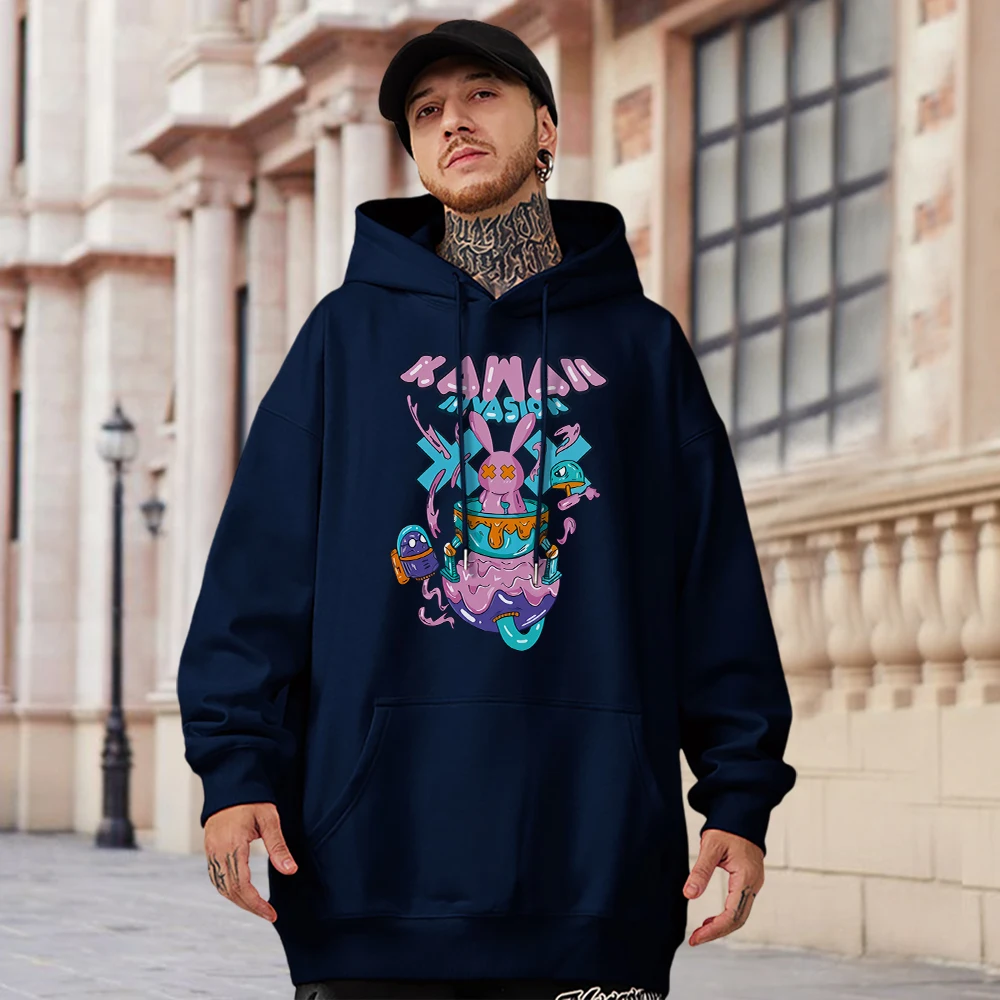 

Толстовка мужская с капюшоном и принтом вторжения, модный Удобный свитшот, повседневный Свободный пуловер оверсайз, мягкий Повседневный пуловер