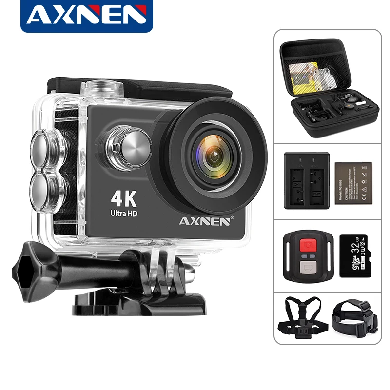 

AXNEN H9R H9 Action Camera Ultra HD 4K 30fps 1080P 60fps WiFi 2 Inch 170D Underwater Waterproof Helmet Video Recording Sport Cam