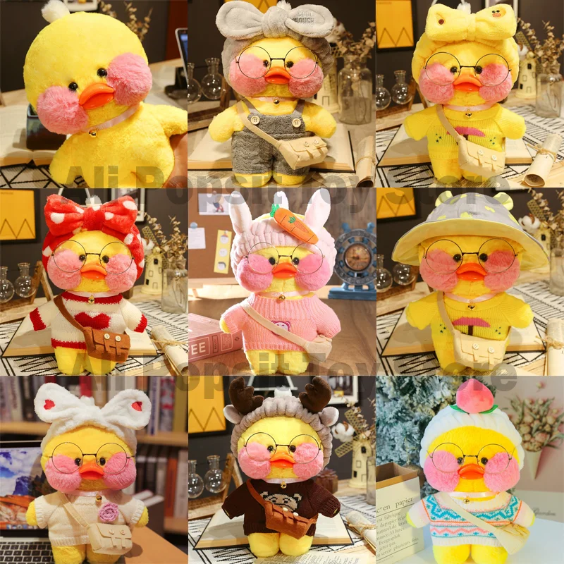 

30cm Hyaluronic Acid White/Yellow/Pink Duck Mini Doll Toys Cute Cartoon Animals Plush Toy Lalafanfan Cafe Christmas Girls Gifts