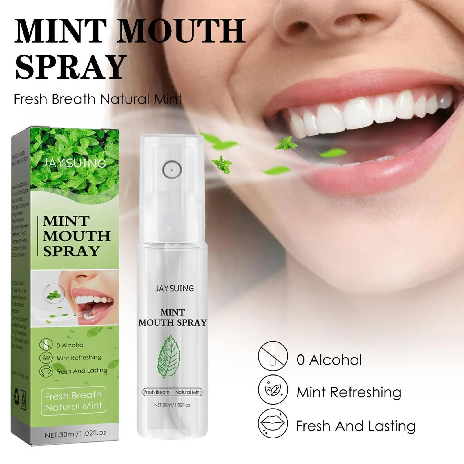 

30ml Mint Spray Breath Freshener Mouth Spray Odor Treatment Smoke Breath Fresh Spray Breath Bad Remove Refresher F6V6