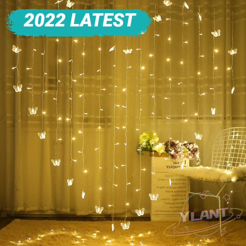 

Butterfly Curtain Fairy Lights 120LED Twinkle String Lights 8 Modes Christmas Light for Wedding Bedroom Party Decoration