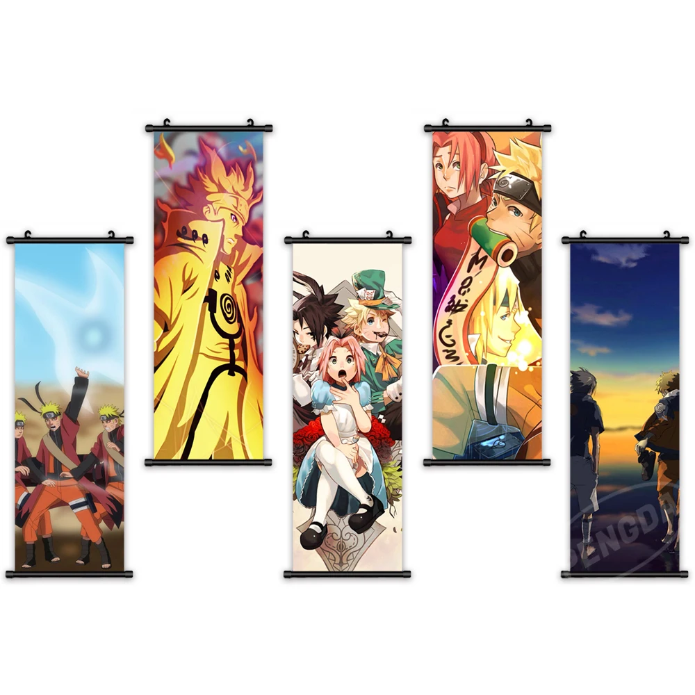 

Japanese Anime Wall Artwork Canvas Pictures Modern Uzumaki Naruto Painting Print Poster Plastic Hanging Scrolls Home Decoration