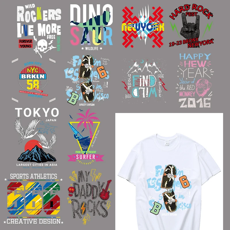 Popular hip-hop skateboard teenager T-shirt hoodie DIY personalized design letter printing heat transfer hot stamping vinyl