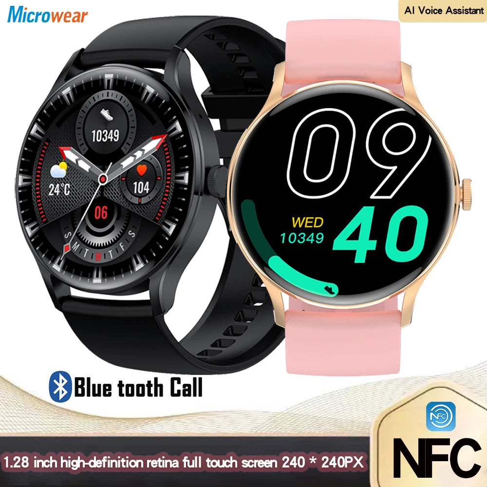 

2022 New 1.28" Men Blue Tooth Call Heartrate Smart Watch AI Voice Assistant Sports Fitness NFC Women Music Waterproof Smartwatch