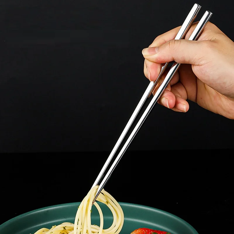 

5 Pairs Chinese Chopsticks Stainless Steel High Temperature Sterilizable Non-slip Chopsticks Household Kitchen Accessories