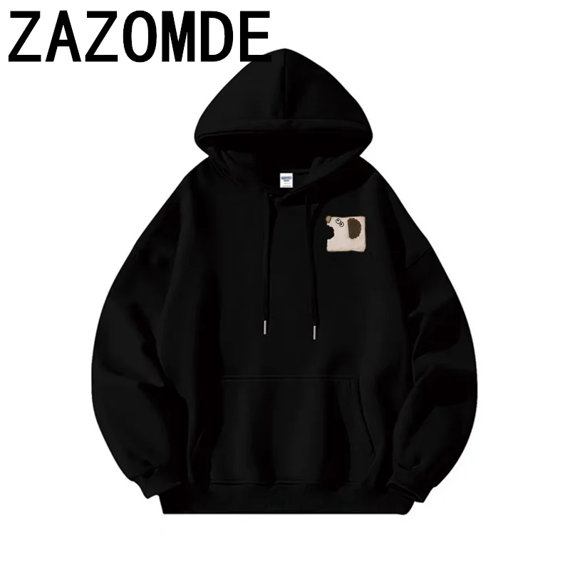 Толстовка с капюшоном ZAZOMDE принтом милой собаки Мужская Осенняя хлопковая