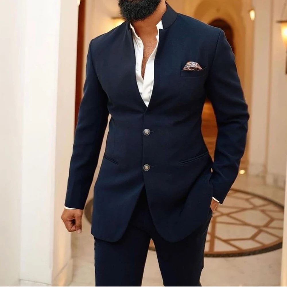 Элегантные темно-синие костюмы для телефона Блейзер свадебный смокинг жениха