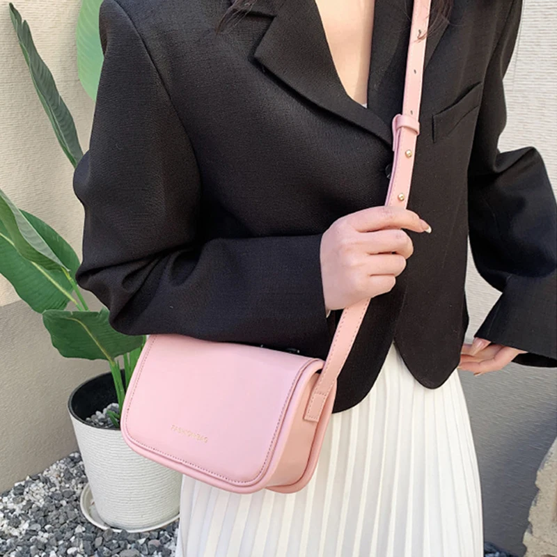 Contrast Color Leather Crossbody Bags for Women 2023 Fashion Flap Bags Women Simple Shoulder Bag Ladies Luxury Handbags