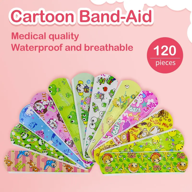 120pcs/Lot Cartoon Animal Pattern Band Aid Hemostasis Adhesive Bandages First Emergency Kit Wound Plaster Patches For Kids