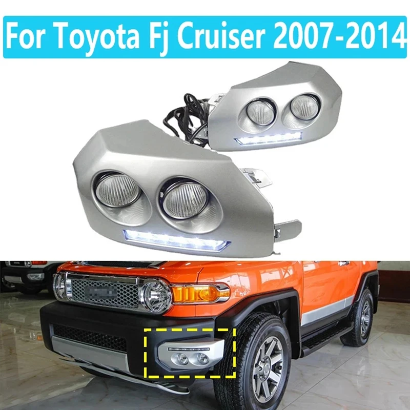 

Новинка-серебряные Автомобильные противотуманные фары s-лампы дневные ходовые огни DRL для-Toyota FJ Cruiser 2007-2014