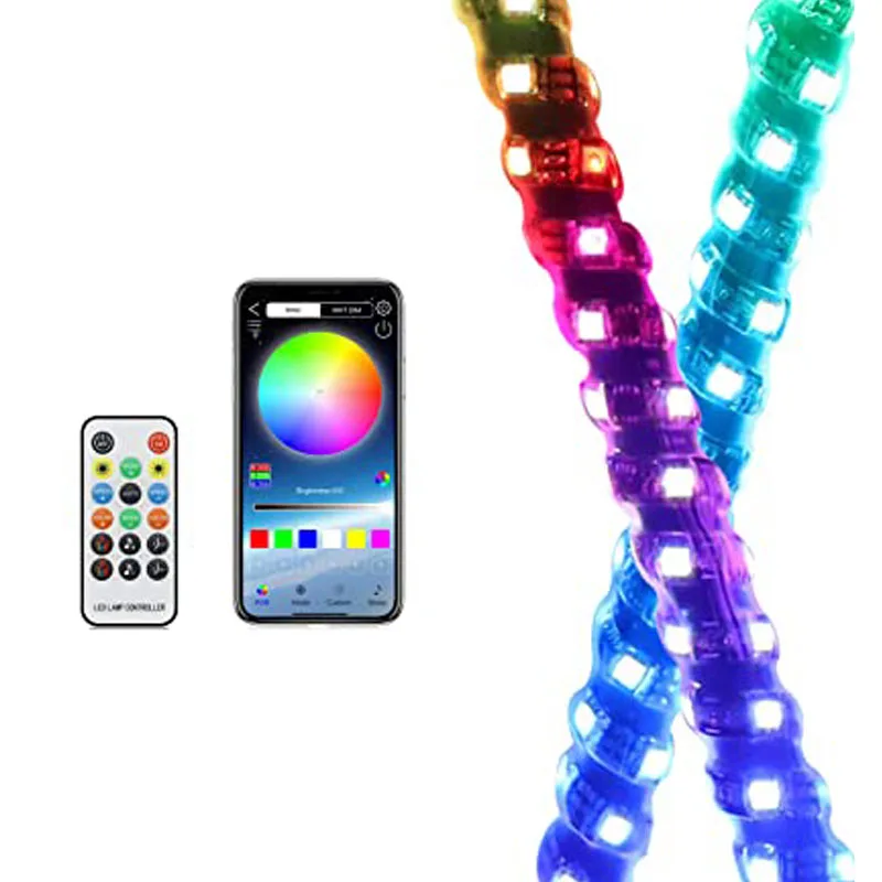 

12V Led Whip Lights for UTV ATV Truck Motorcycle Spiral Auto Car Accessories 2/3/4/5/6ft with Remote App control RGB waterproof