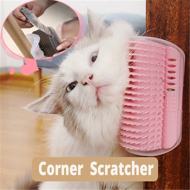 

Cats Brush Corner Scratcher Rubbing Cat Massage Self Groomer with Catnip Pet Hair Remover Brush Cat Dog Grooming Comb Pet Supply