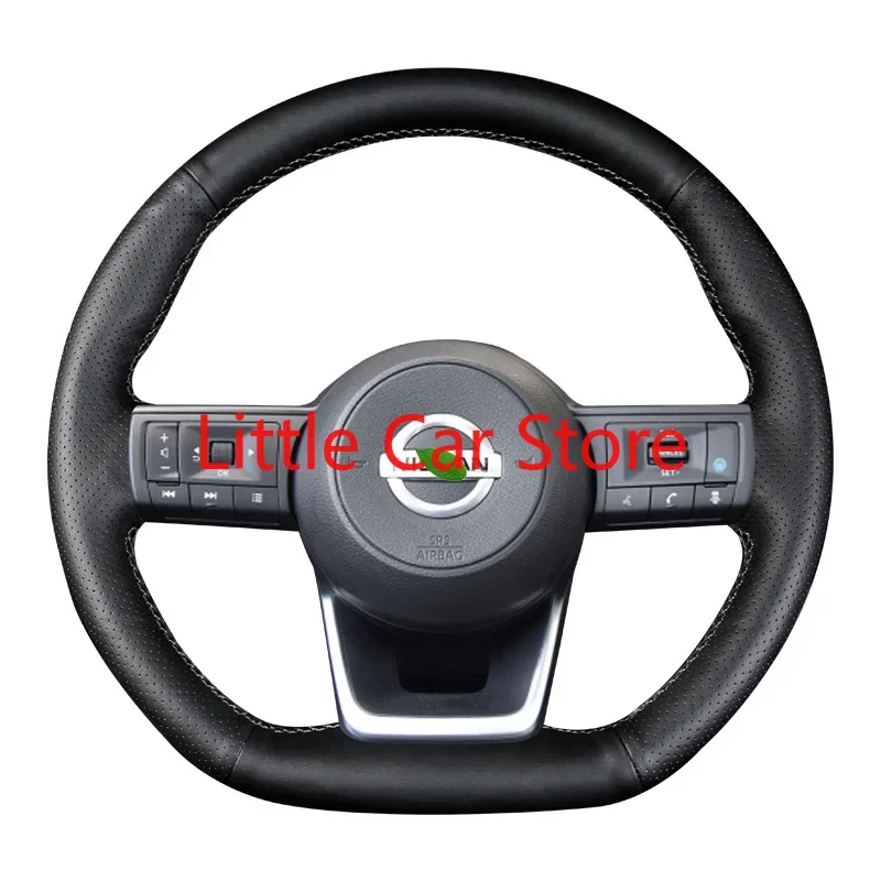 Для Nissan X-Trail Sylphy Qashqai Tiida Teana 2021 черный кожаный чехол на руль из углеродного волокна