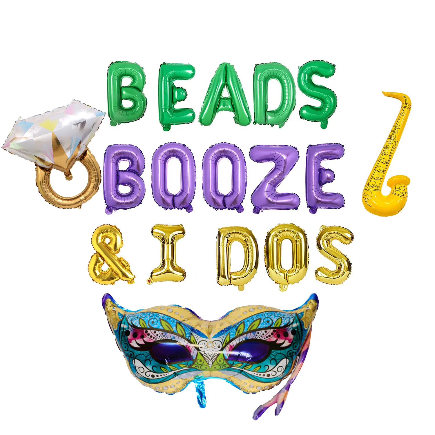 

Cheereveal Mardi Gras Bachelorette Party Decorations Beads Booze I Dos Balloons Fat Tuesday New Orleans Bridal Shower Supplies