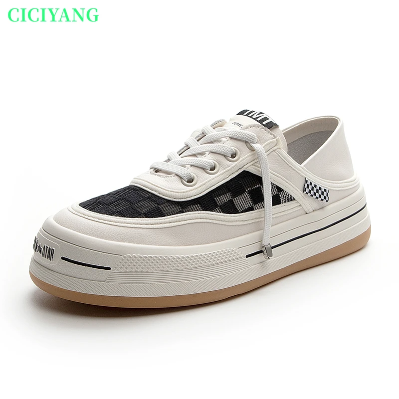 

Кроссовки CICIYANG женские из натуральной кожи, Повседневная дышащая обувь, модные кеды на платформе, белые, на осень, 2022