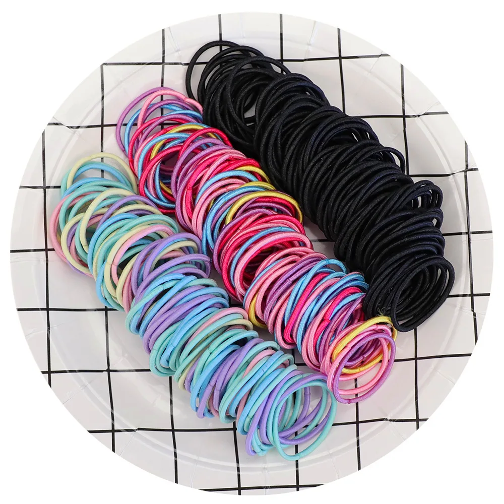 

100pcs/lot 3CM Hair Accessories girls Rubber bands Scrunchy Elastic Hair Bands kids baby Headband decorations ties Gum for hair