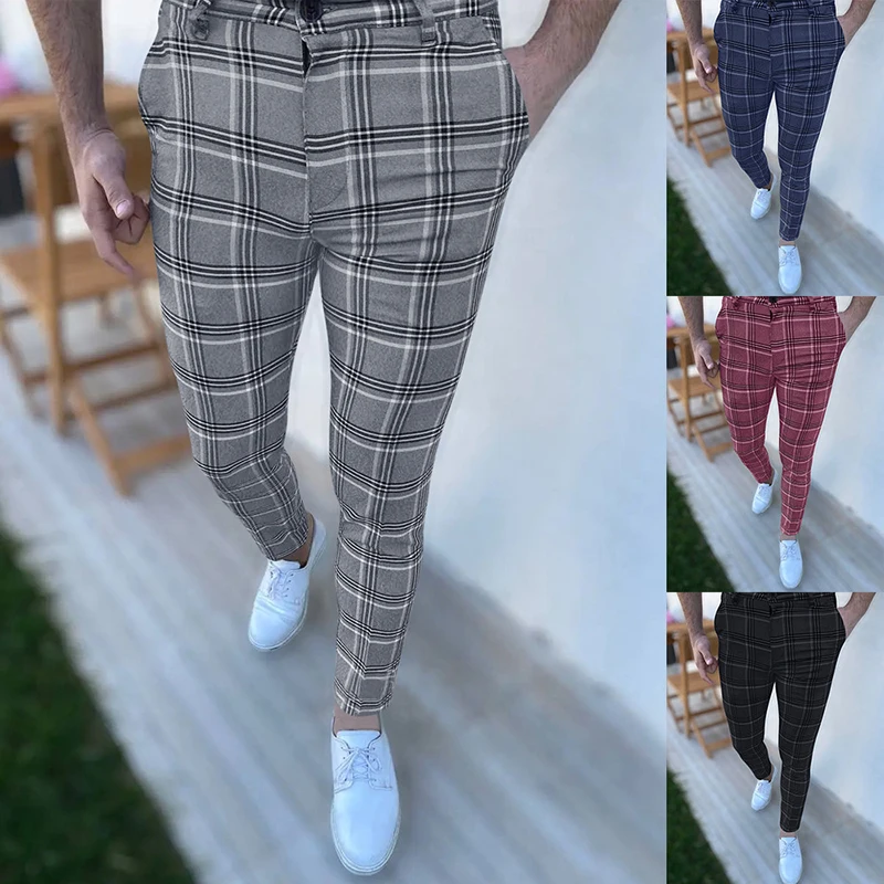 

New Business Fashion Trousers Lattice Pants For Men Pocket Zipper Trousers Casual Men Trousers Clothing Fashion Pants For Man