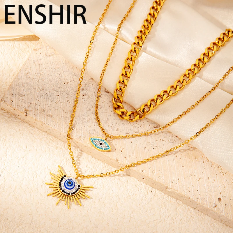 Двухслойное Ожерелье ENSHIR Из Нержавеющей Стали 316L С Подвесками В Виде Глаз Сердца