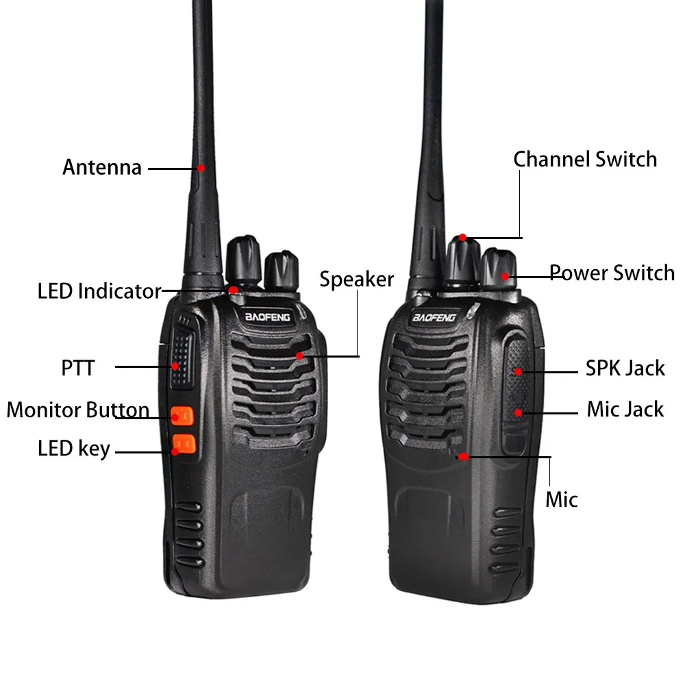2pcs Baofeng bf-888s Walkie Talkie 6KM Portable Two Way Radio bf888S UHF 400-470MHz Handheld Ham CB Radio 888S FM Transceiver