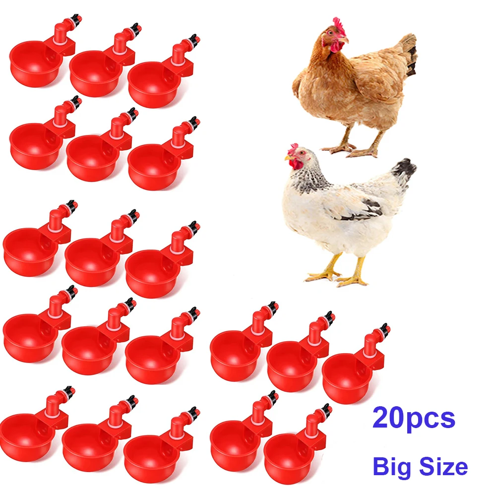 

20 Pcs Automatic Poultry Drinker Bowl Chicken Bird Water Cups Duck Drinking Machine Hanging Drink Bowls Water Dispenser