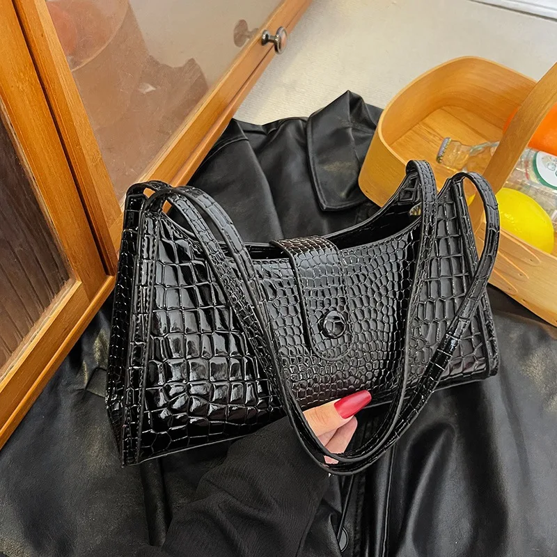 

Роскошная брендовая Новинка 2023, модная однотонная простая женская сумка под кожу крокодила с градиентом, роскошная дизайнерская сумка под подмышку, сумки, кошельки и сумочки