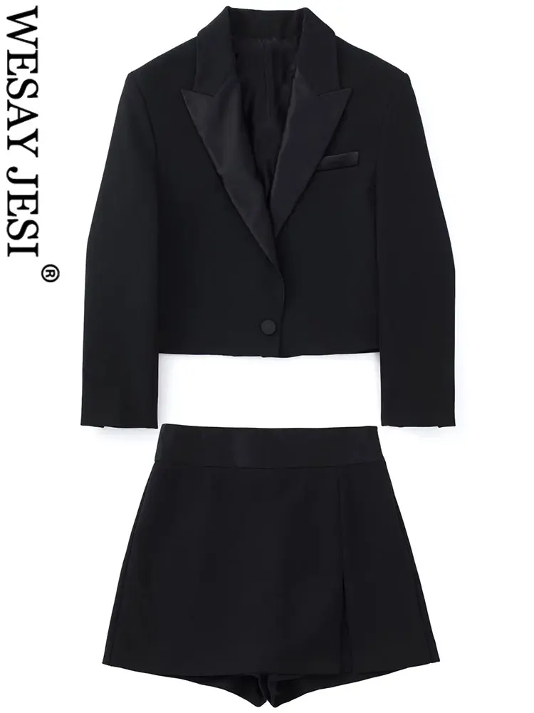 

WESAY JESI крутой красивый женский костюм из двух предметов для работы в офисе черная Высококачественная унисекс юбка-брюки женская одежда